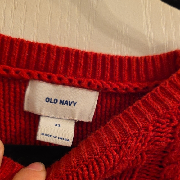 Old Navy Red Cable Knit Sweater - Picture 2 of 4
